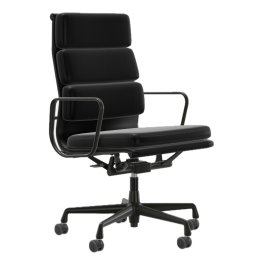 Výprodej Vitra designové kancelářská židle Soft Pad Chair EA 219, konstrukce černá(12), kůže Leather(NERO)/záda látka Plano (NE
