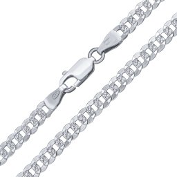 SILVEGO Stříbrný náhrdelník Curb Pancr s diamantovým výbrusem - 4,3 mm - 50 cm