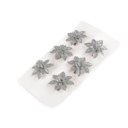 Vánoční hvězda s glitry a klipem Ø6; 8 cm, barva 1 (Ø6 cm) stříbrná