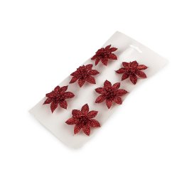 Vánoční hvězda s glitry a klipem Ø6; 8 cm, barva 3 (Ø6 cm) červená