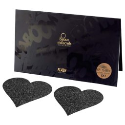 Bijoux Indiscrets - nlepky na bradavky srdce - ern