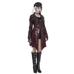 dámský kabát DEVIL FASHION - Mistress Mayhem - vínový - CT27602