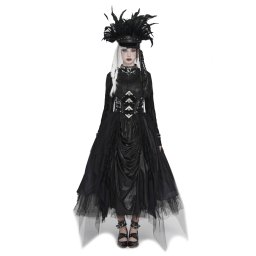 dámská dlouhá sukně DEVIL FASHION - Cyberpunk - černá - SKT247