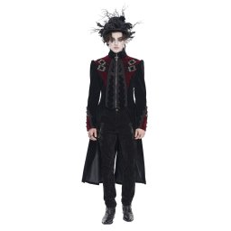pánský kabát DEVIL FASHION - Crux Tenebrarum - černý/vínový - CT27801