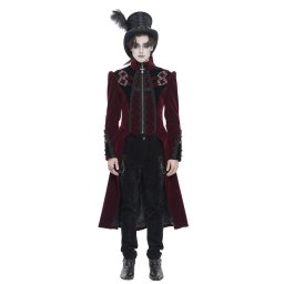 pánský kabát DEVIL FASHION - Crux Tenebrarum Blood - vínový - CT27802