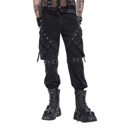 pánské kalhoty jeans DEVIL FASHION - Punk - washed černé - PT300