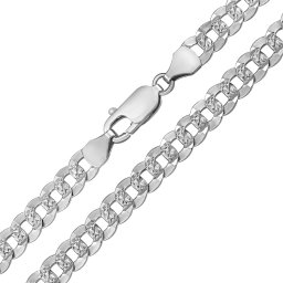 SILVEGO Stříbrný náhrdelník Curb Pancr s diamantovým výbrusem - 6 mm - 45 cm