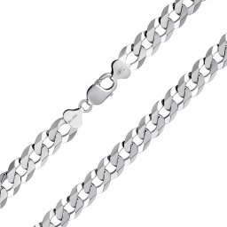 SILVEGO Stříbrný pánský masivní řetěz CURB Pancr 12 mm - rhodiovaný - 50 cm