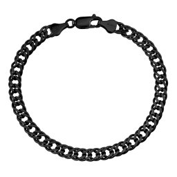 SILVEGO Stříbrný náramek Double Rombo 6 mm - černý, ruthenium - 20 cm
