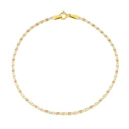 SILVEGO Zlatý náramek Valentino ze žlutého, bílého a růžového zlata s broušenými očky - 1,5 mm - 18 cm