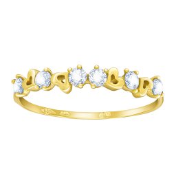 SILVEGO Zlatý prsten Una ze žlutého zlata s čirým Brilliance Zirconia - obvod 60 mm