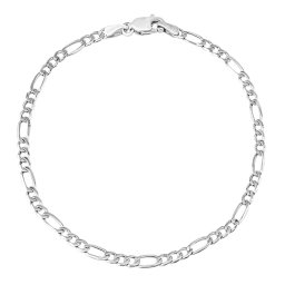 SILVEGO Zlatý náramek Figaro z bílého zlata - 3 mm - 18 cm