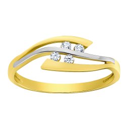 SILVEGO Zlatý prsten Nakoma ze žlutého a bílého zlata s Brilliance Zirconia - obvod 61 mm
