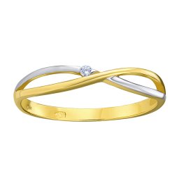 SILVEGO Zlatý prsten Gidget ze žlutého a bílého zlata s Brilliance Zirconia - obvod 65 mm