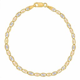 SILVEGO Zlatý náramek Solaria ze žlutého, bílého a růžového zlata - 3 mm - 19 cm