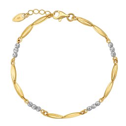 SILVEGO Zlatý náramek Alva ze žlutého a bílého zlata s broušenými korálky - 3 mm - 18 cm