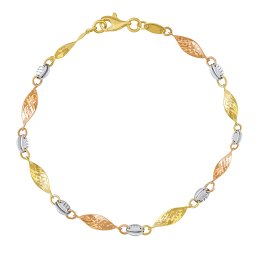 SILVEGO Zlatý náramek Kaito ze žlutého, bílého a růžového zlata s broušenými články - 4 mm - 19 cm