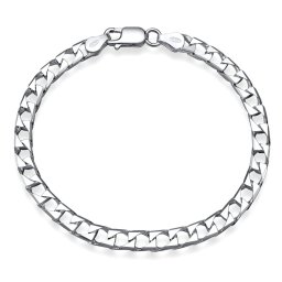 SILVEGO Stříbrný řetěz na ruku SQUARE CURB Pancr 6 mm - 22 cm