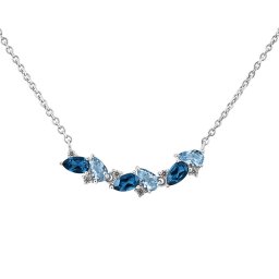 SILVEGO Stříbrný náhrdelník Lorrana se syntetickým modrým spinelem a Brilliance Zirconia - 40 cm