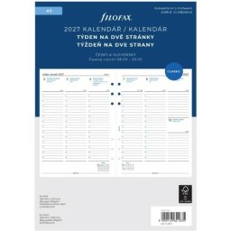 Filofax 6850127 vertikální kalendář 2027 plánovací AJ A5