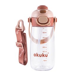 Školní láhev s brčkem Akuku 480 ml mocha