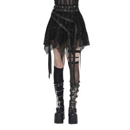dámská mini sukně DEVIL FASHION - Punk Skull - černá - SKT25801