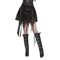 dámská mini sukně DEVIL FASHION - Punk Skull - černá/vínová - SKT25802