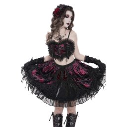 dámská volánová sukně DEVIL FASHION - Heartless Rouge Velvet - vínová - SKT25102