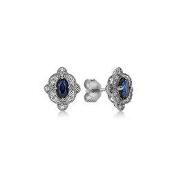 Diamantové náušnice Ainsley se safírem, bílé zlato 14K KU2185AN
