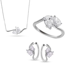 Souprava Toi et Moi s Pear lab-grown diamanty, bílé zlato 14K IZLG1517AS