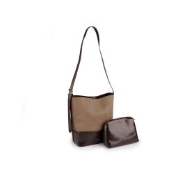 Kabelka imitace broušená kůže s pouzdrem 32x28 cm, barva 1 béžová sv.-hnědá hnědá