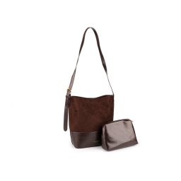 Kabelka imitace broušená kůže s pouzdrem 32x28 cm, barva 3 hnědá čokoládová