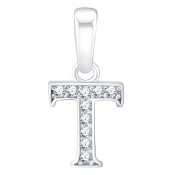 Silvego Zlatý přívěsek písmeno T z bílého zlata s Brilliance Zirconia - FNN22699T