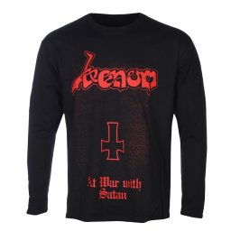 pánské tričko s dlouhým rukávem VENOM - AT WAR WITH SATAN - RED - černé - PLASTIC HEAD - PH13938LS