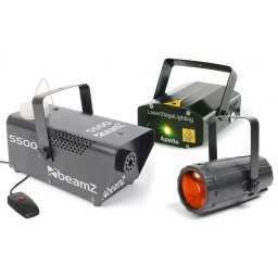 Beamz Light Package 3, set disko světelných efektů, laser, mlhovač