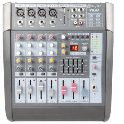 Skytec STL6A, aktivní 6kanálový mixážní pult, 600 W, zesilovač, USB, SD, MP3, EQ, FX, +48 V