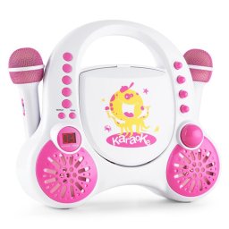 Auna Rockpocket, bílý, dětský karaoke systém, CD, AUX, 2 x mikrofon, sada nálepek