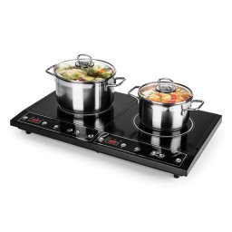 OneConcept Chefzone, černá, dvojitá indukční deska, 3400 W, 270 °, časovač, vestavěná