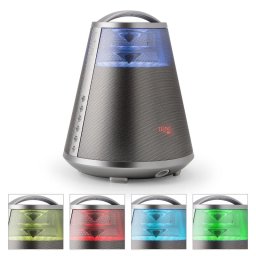 LTC FREESOUND65, stříbrný, bluetooth reproduktor, baterie, 360 ° ozvučení, LED, AUX, USB, FM