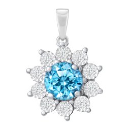 Silvego Diamantový přívěsek Scala z bílého zlata s přírodním Swiss blue topazem a diamanty 0,06 ct - DNN4352PGWSBTD