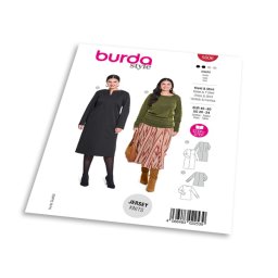 Střih Burda 5606 - Šaty a halenka pro plnoštíhlé