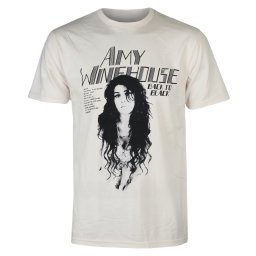 pánské tričko Amy Winehouse - Back To Black Tracks - béžové - LOW FREQUENCY - AMY003TS