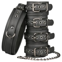 Easytoys - sada obojku, pout na ruce a kotnky - ern
