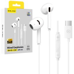 Blavec BHS-02 USB-C drátová sluchátka s mikrofonem a DAC 1,2m - Bílá