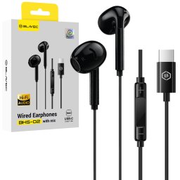 Blavec BHS-02 USB-C drátová sluchátka s mikrofonem a DAC 1,2m - Černá