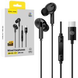 Blavec BHS-01 kabelová sluchátka USB-C s mikrofonem a DAC - Černá