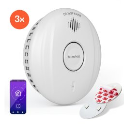 Klarstein SmartVigil Connect WiFi detektor kouře, Sada 3 ks, 3letá baterie, ovládání pomocí aplikace, bez vrtání