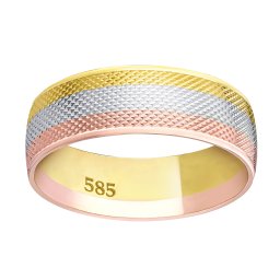 SILVEGO Zlatý snubní prsten Kahlo ze žlutého, bílého a růžového zlata - obvod 58 mm
