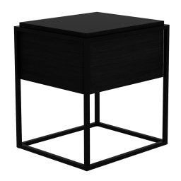 Výprodej Ethnicraft designové noční stolky Monolit Bedside Table - dub černě lakovaný/ konstrukce černá