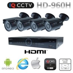 Kamerové systémy 960H s 4x bullet kamery s 20m IR + DVR s 1TB